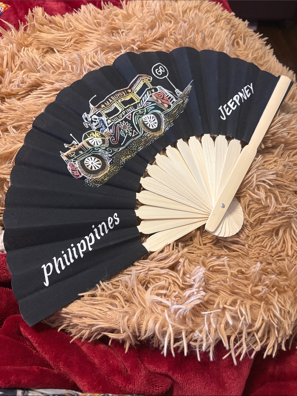 Black Philippine Jeepney Folding Hand Fan